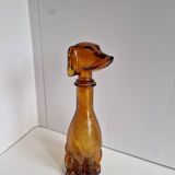 Vintage Amber Glass Dachshund Dog Shaped Bottle