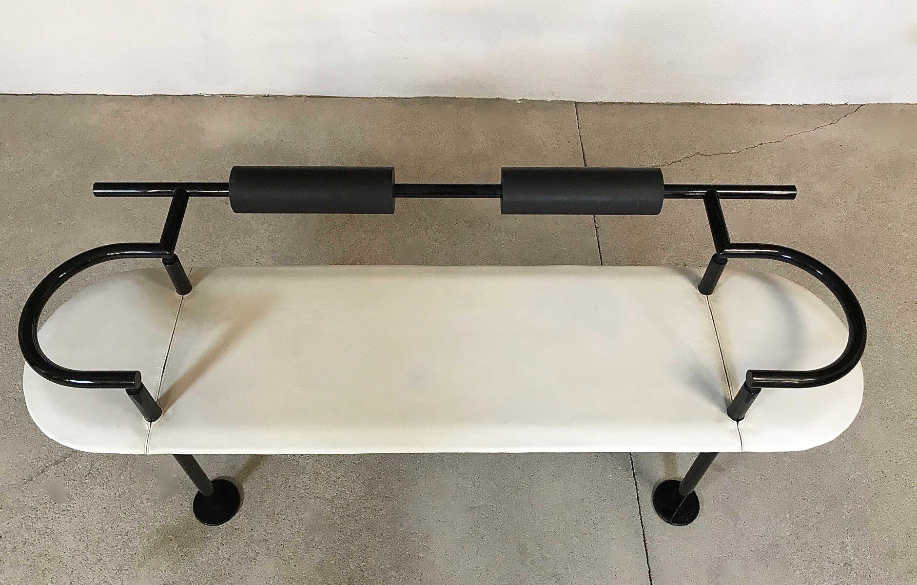 Postmodern Italian leather bench by Cy Mann for Polflex, 1980s