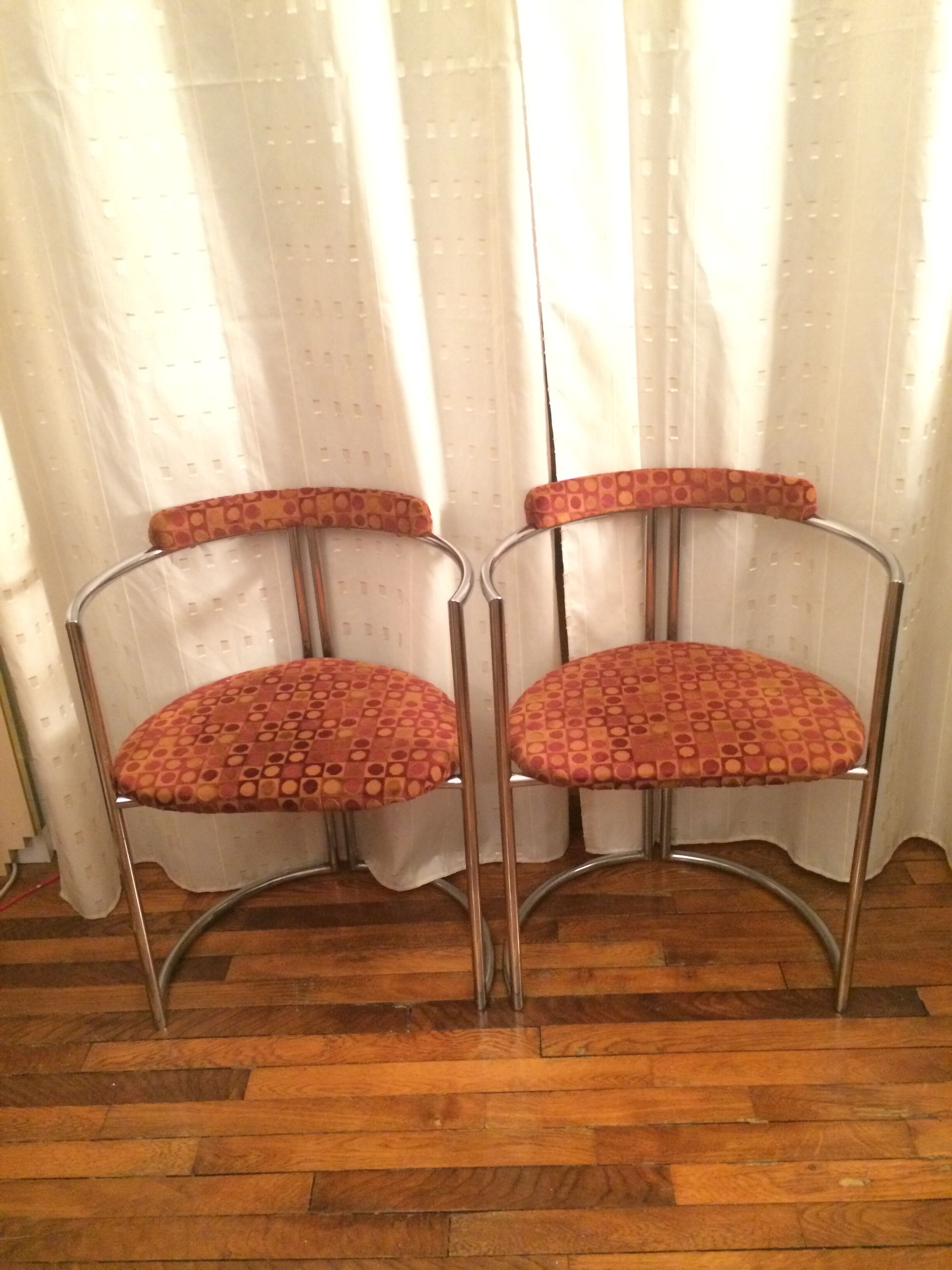 Lot of 2 chairs chrome tube from the 70s