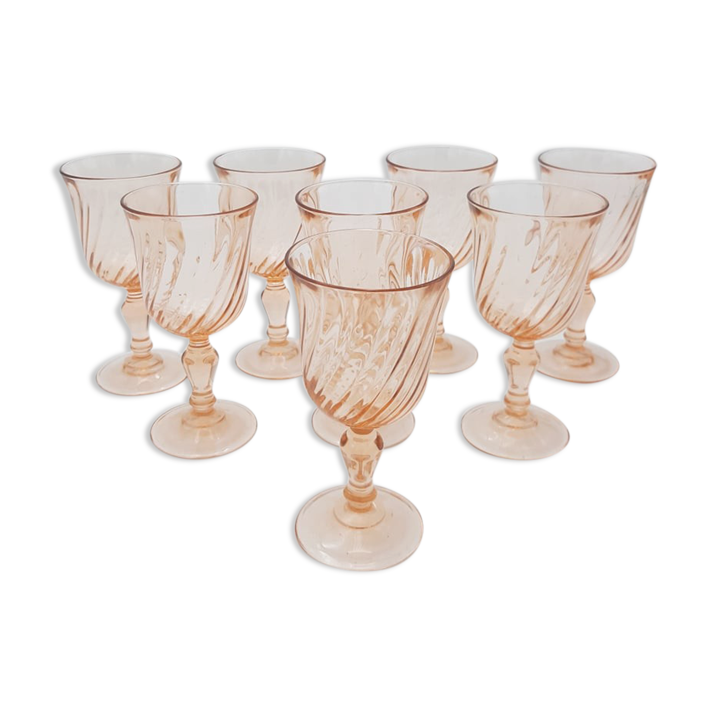 Set of 8 pink glasses