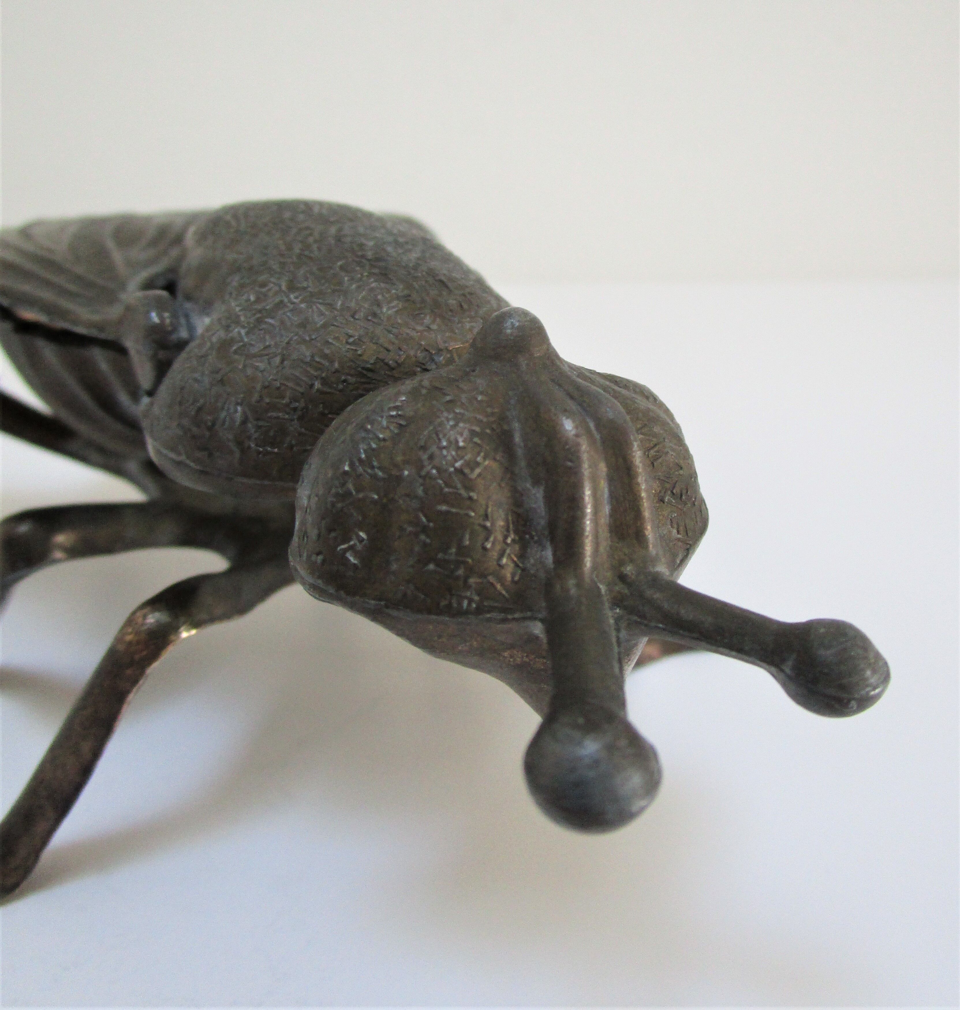 Zoomorphic ashtray fly metal patinated vintage