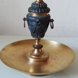 French antique crystal bronze and brass cornet soliflore vase from the early 1920s.