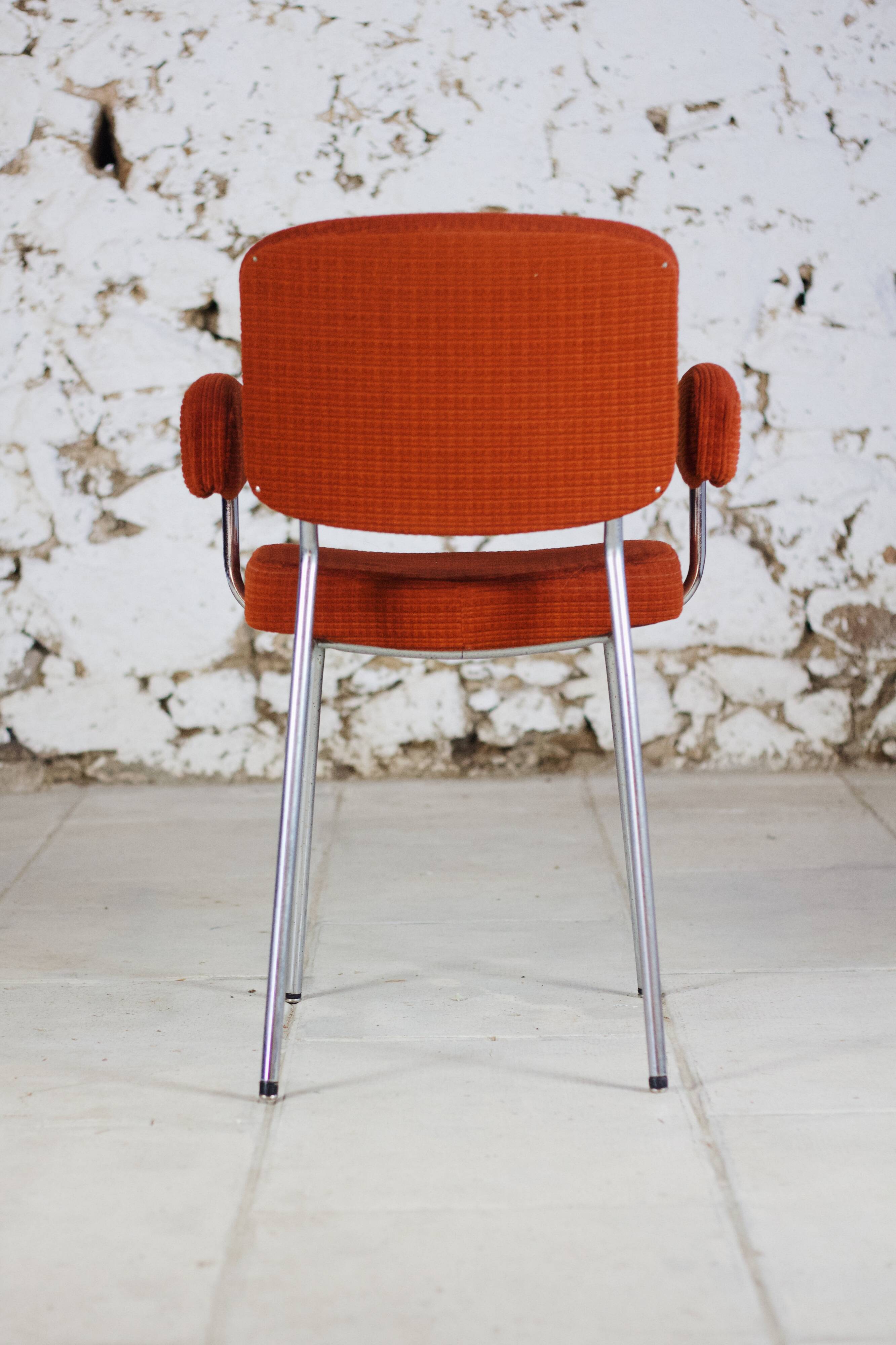 Vintage orange velvet armchair, 1970
