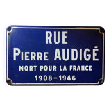 Enameled sheet metal street sign