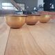 3 frosted glass bowls, amber