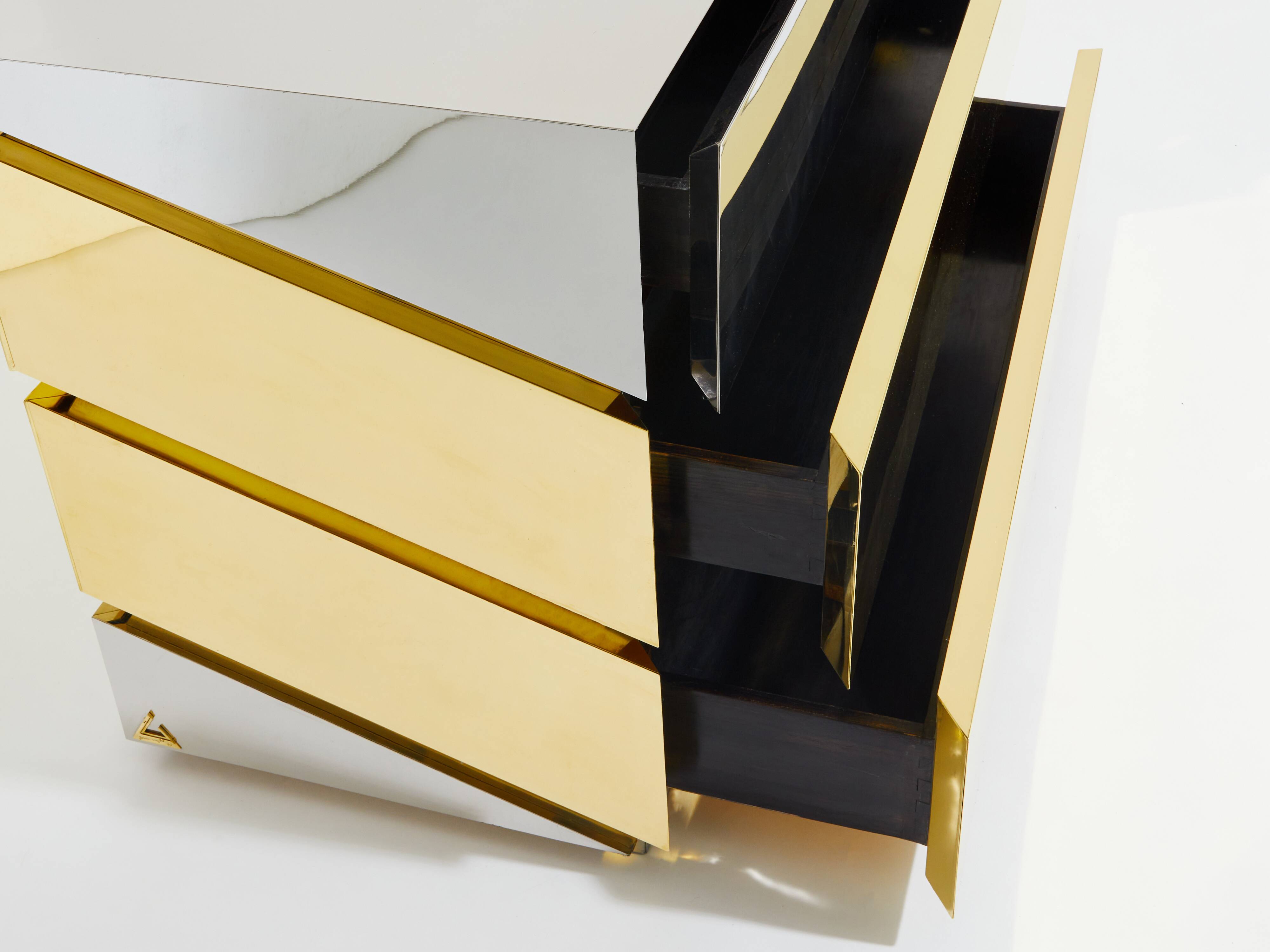 Gabriella Crespi model Mr Mme chest of drawers chrome brass 1972