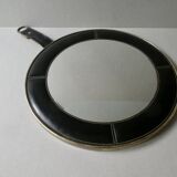leather mirror, saddle stitching, 60s