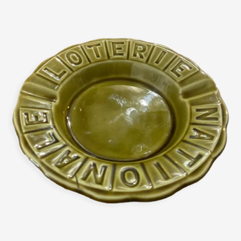 Green ashtray khaki olive National Lottery, Gien france, empty vintage pocket, France