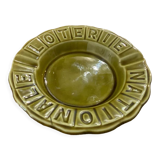 Green ashtray khaki olive National Lottery, Gien france, empty vintage pocket, France
