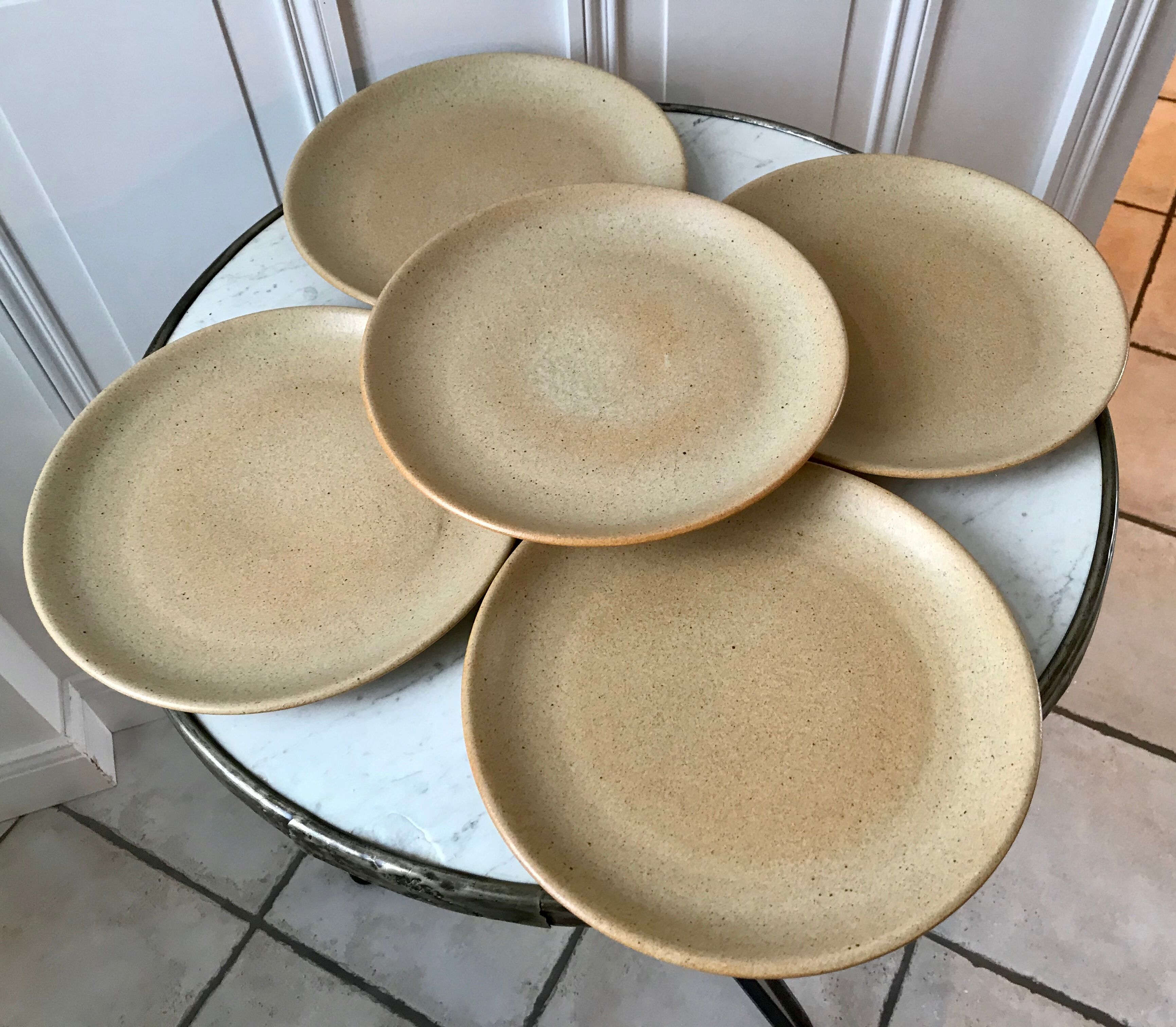 Set of 5 stoneware plates made in France 60s and 70s
