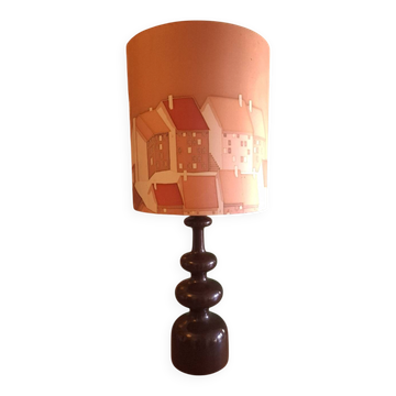 Lampe vintage 70'S avec abat jour en soie