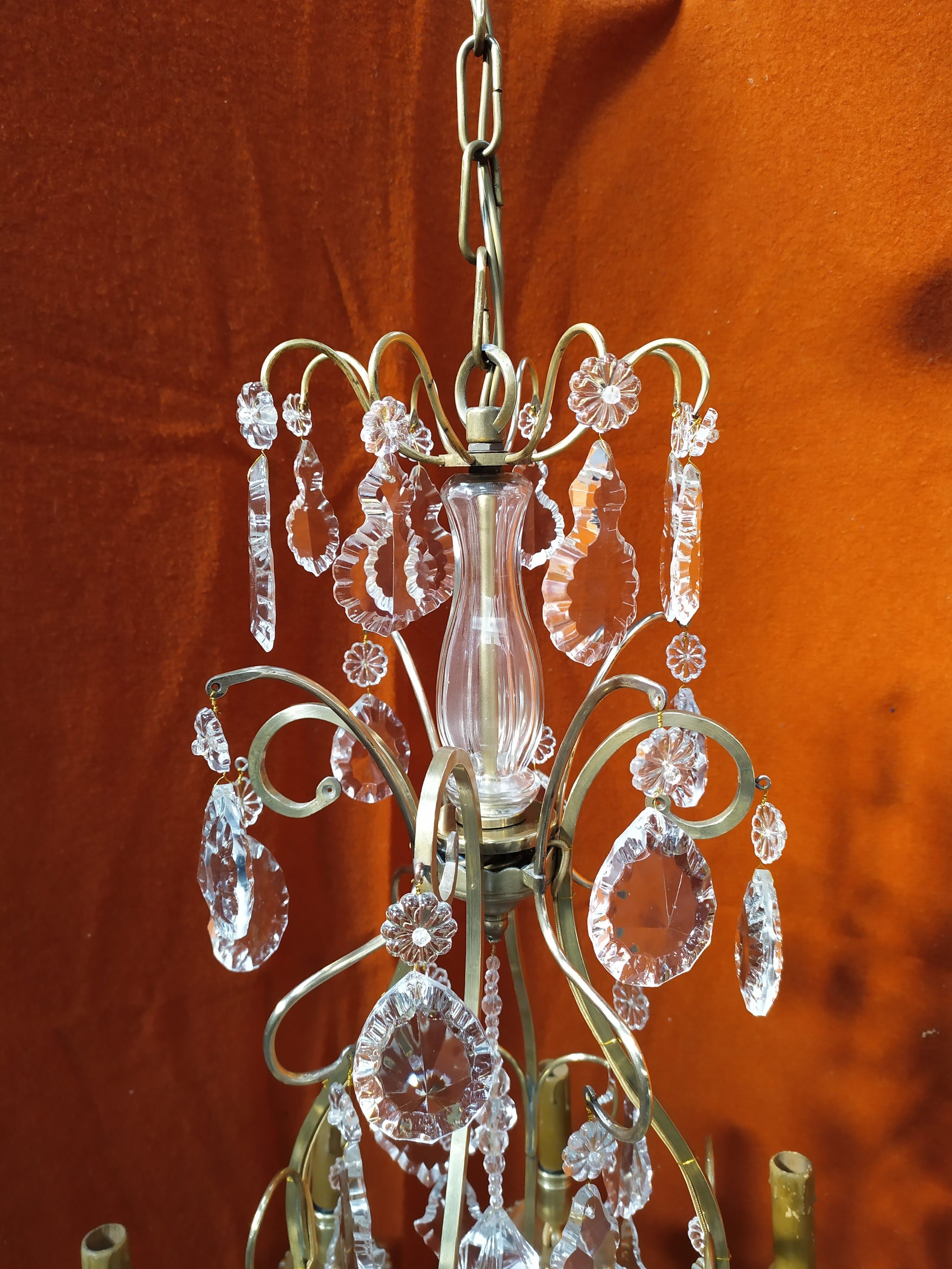 Chandelier crystal stamp cage, eight points of light