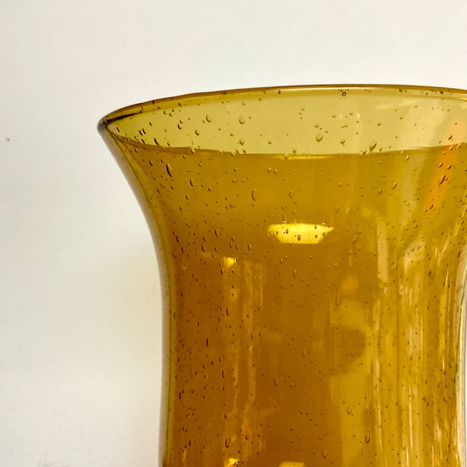 Amber bubble glass vase