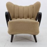 1940s Restored  Wing Armchair in Boucle Fabric ,Czechoslovakia