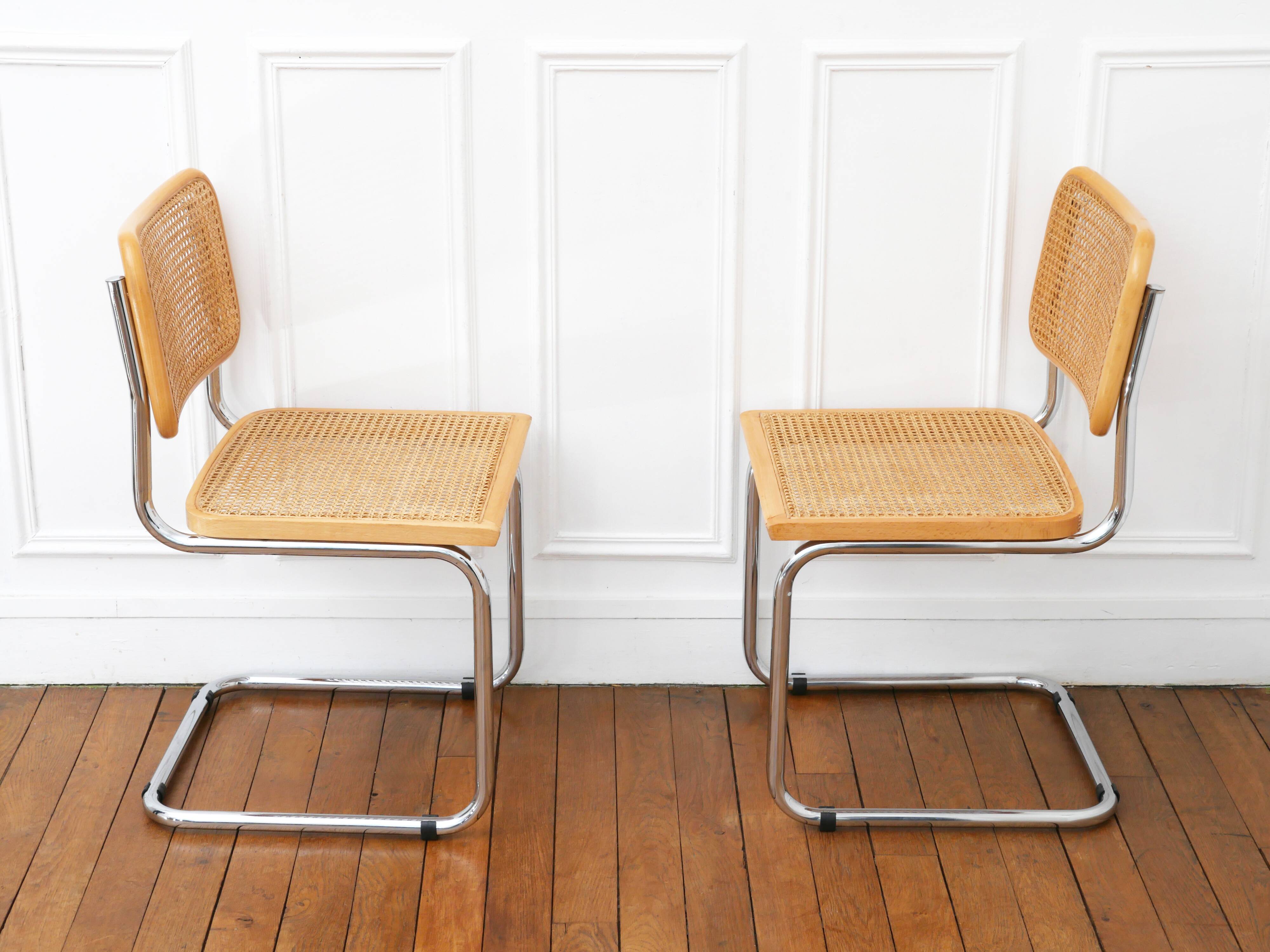 2 Cesca B32 Breuer Chairs Made in Italy - Seat caning redone