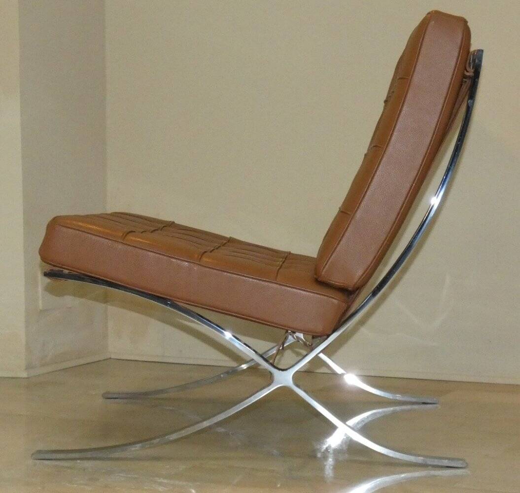 Sedia in acciaio e pelle nello stile di Knoll, anni '80