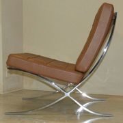 Steel and leather chair in the style of Knoll, 1980s.