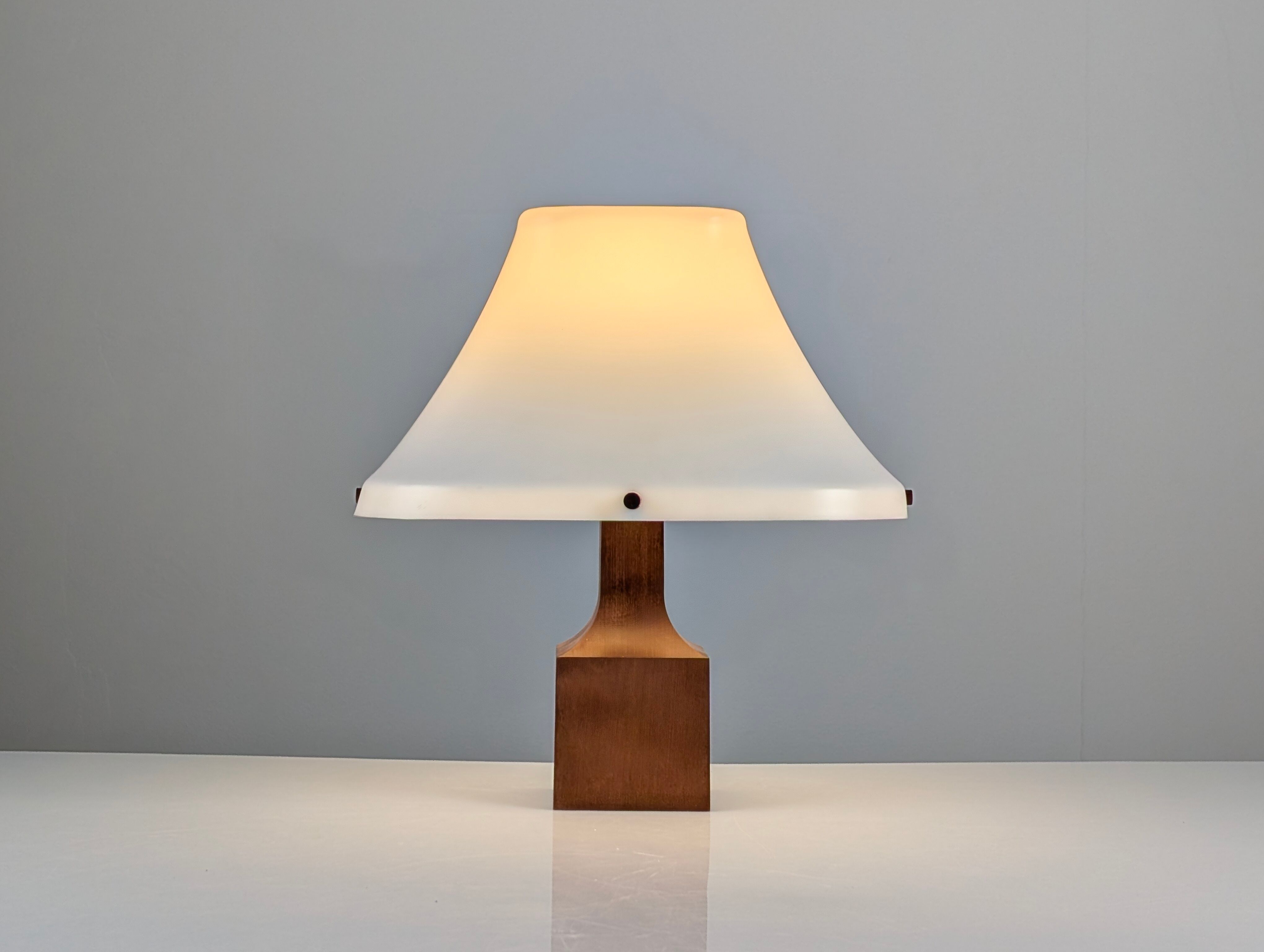 Danish teak table lamp with flared methacrylate shade 1960s