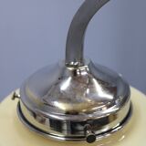 Art Deco nickel chandelier with cream glass cylinders, Czechoslovakia, 1930s