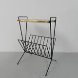 Vintage tile table with newspaper tray