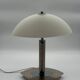 Lampe à dôme en opaline et acier Mid-Century