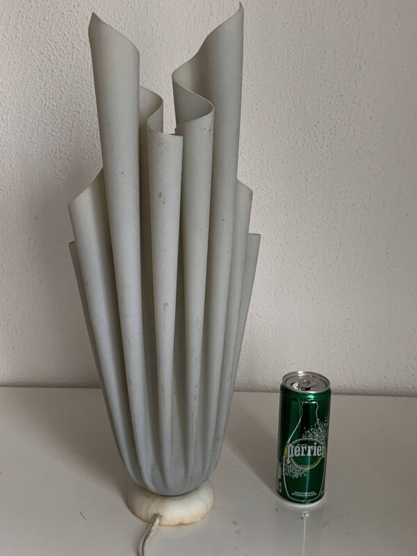 Lampe vintage 1970 Athéna Georgia Jacob drapée gris souris - 50 cm