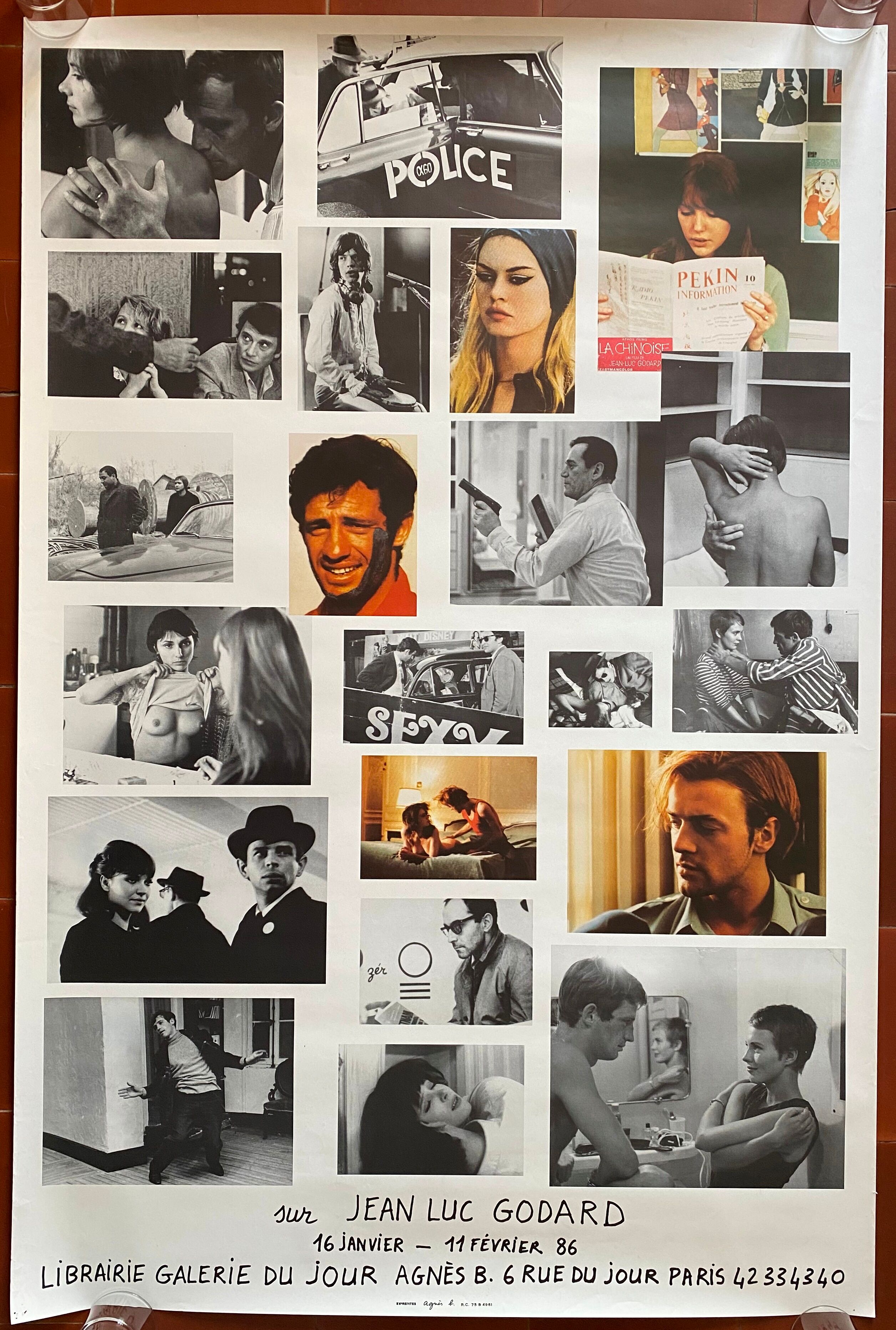 Original poster exhibition Jean-Luc Godard Gallery of the day Agnès B 1986