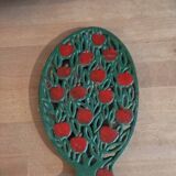 Cast iron patinated metal trivet Apple tree