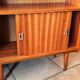 Vintage: Wooden display cabinet with 5 shelves, 4 wooden legs.