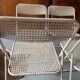 Set folding table and its 4 folding chairs perforated metal cream color - 70s