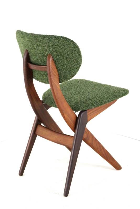 Set of 4 AwA Scissor Chairs - teak mid century modern - new upholstery