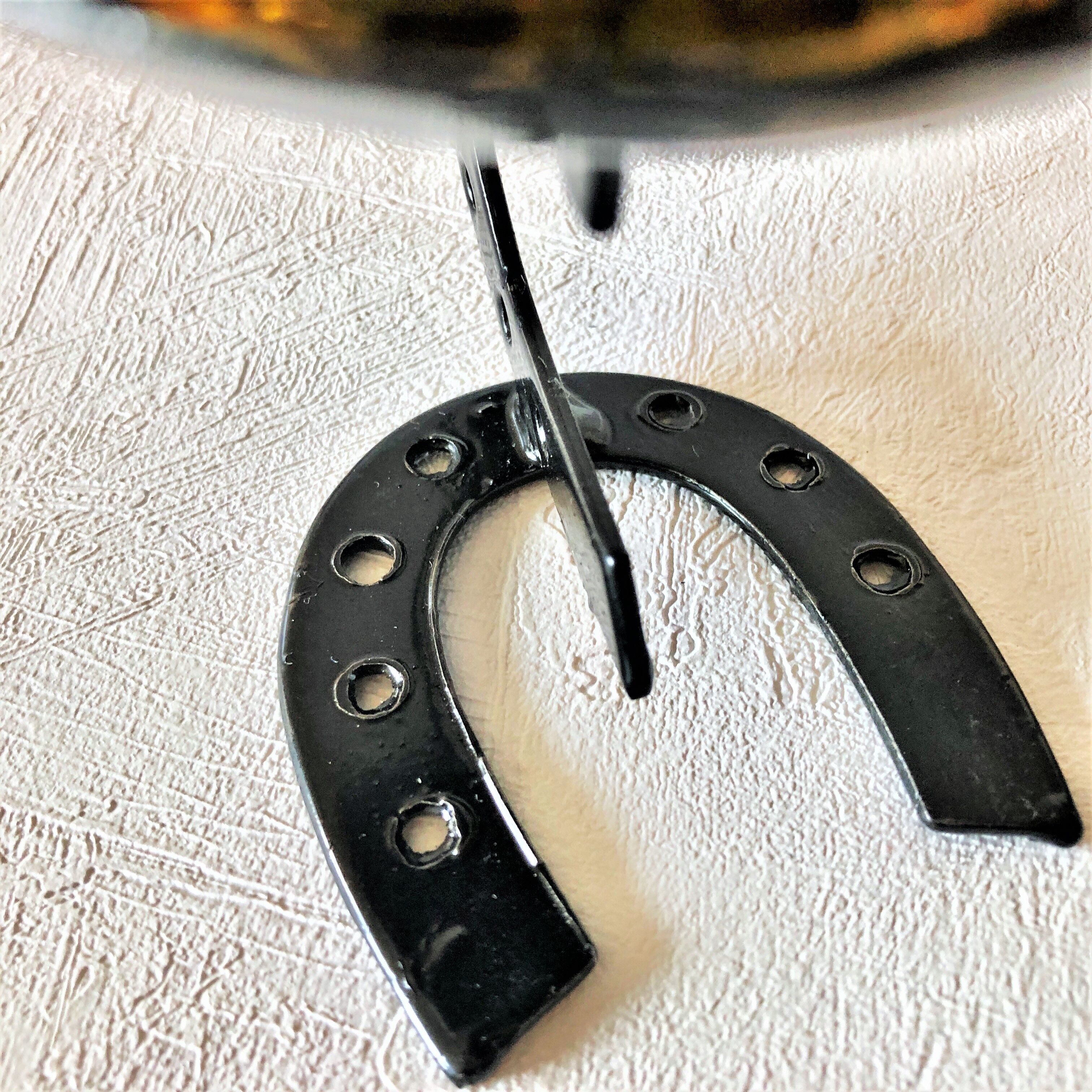 Candle holder photophore iron and amber glass vintage