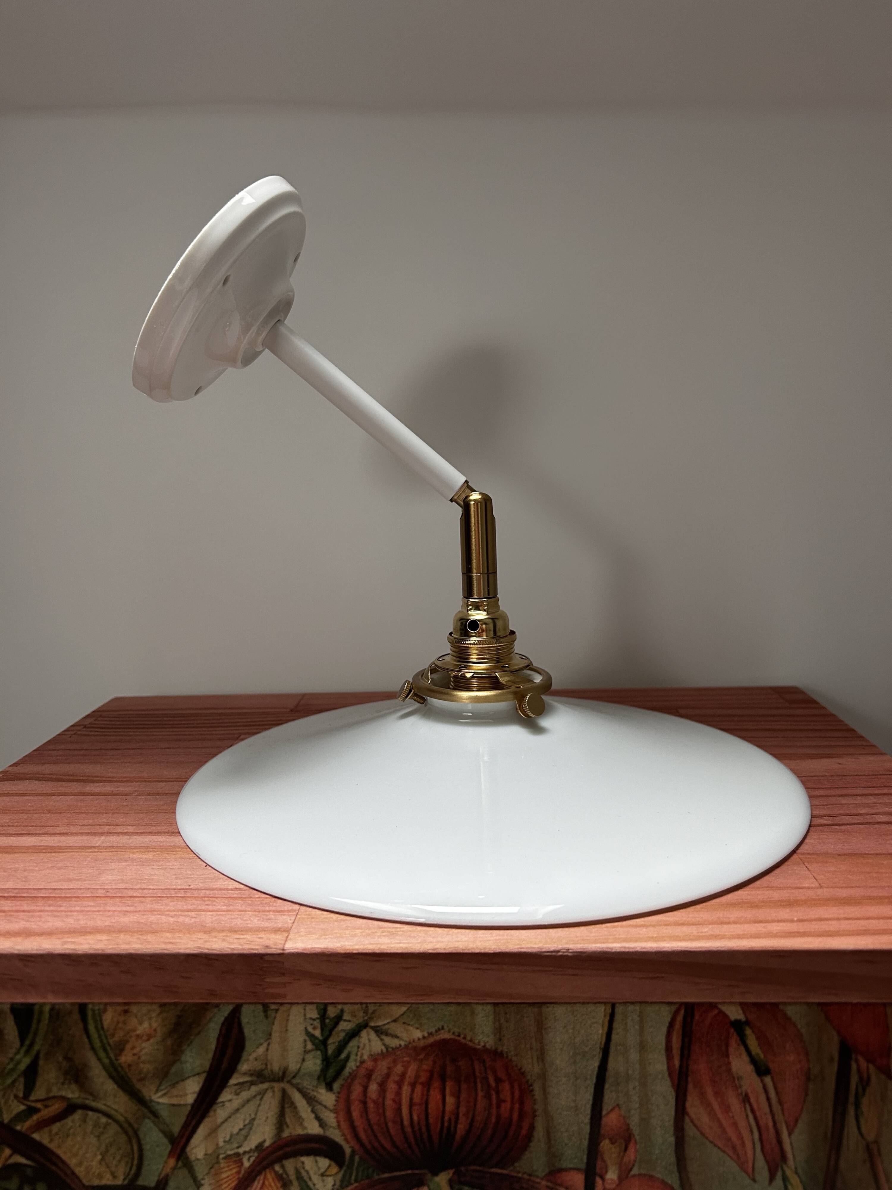 Vintage white opaline wall light