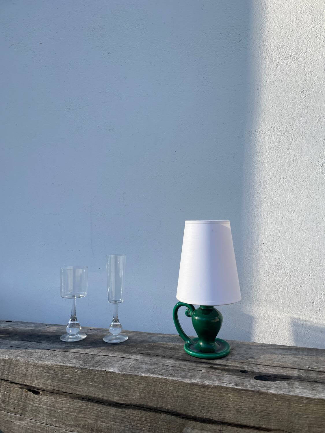 Vallauris lamp in green ceramic