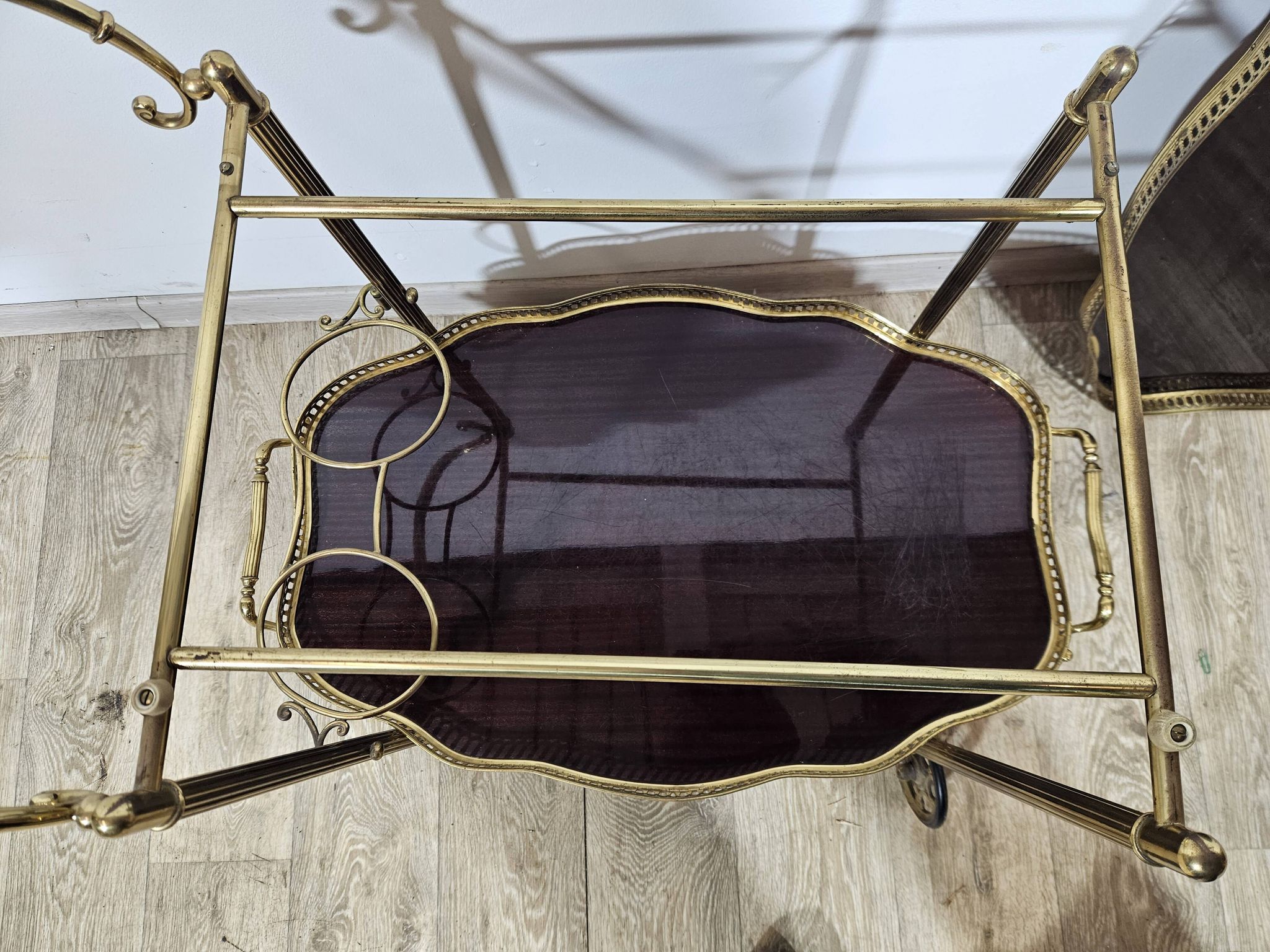 Luxurious bar cart, Maison Jansen, Hollywood Regency, France, 1950s/70s.