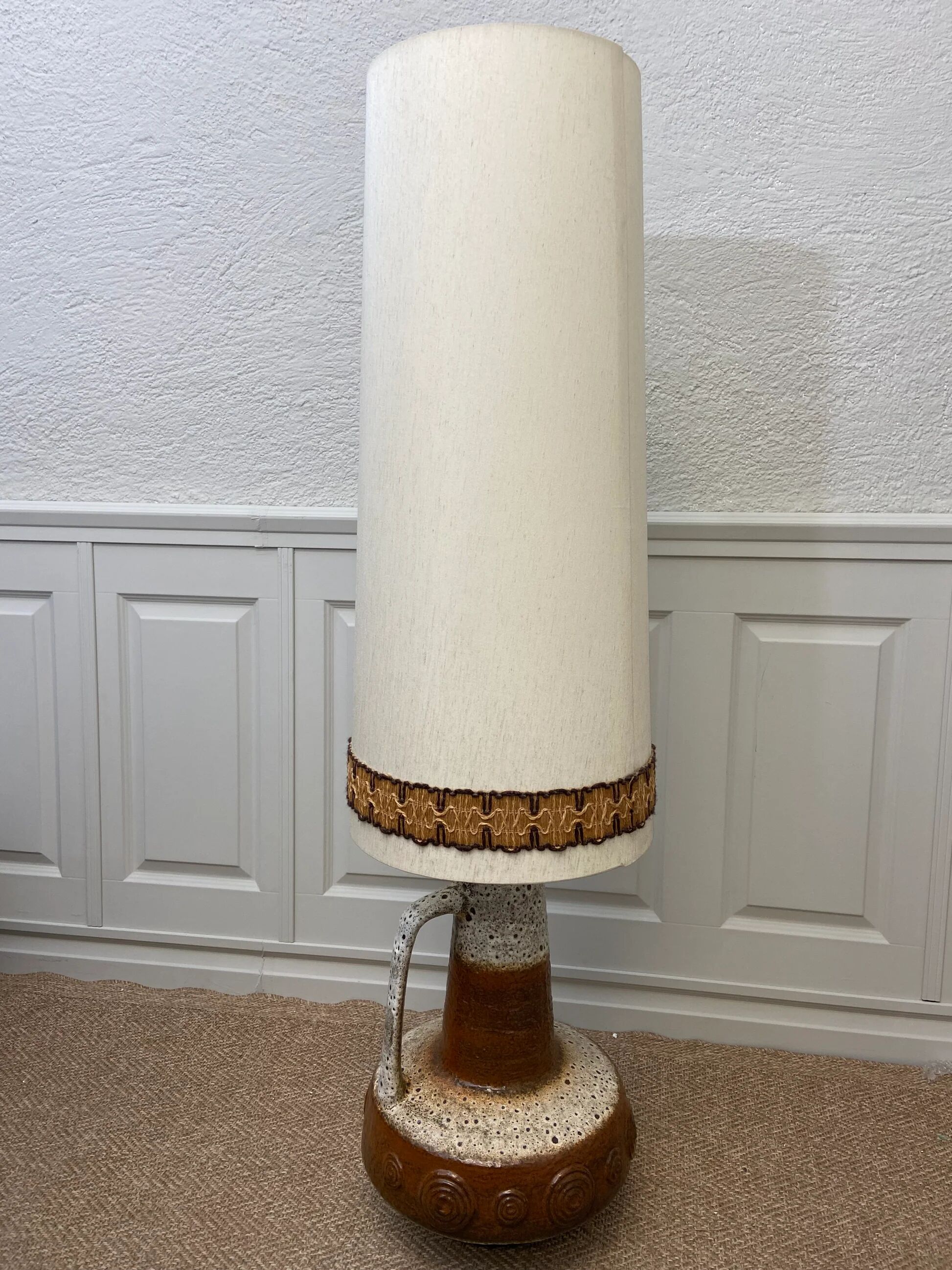 XL floor lamp by Hustadt Leuchten, studio ceramic, 1970s, mid-century, vintage, brutalist, fat lava