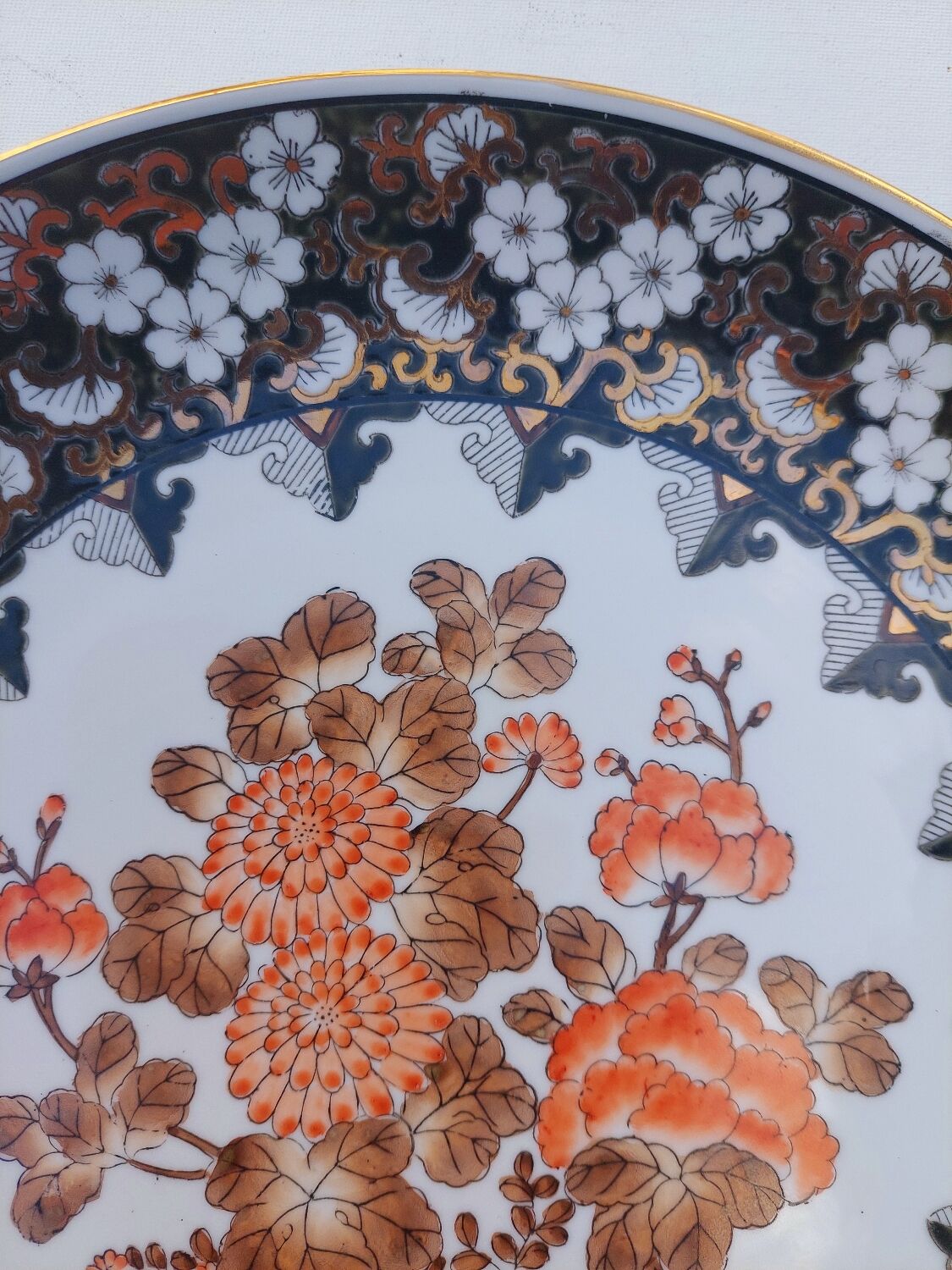 Plat chinois.Vintage.Grand 31,5 cm.Plat de service.