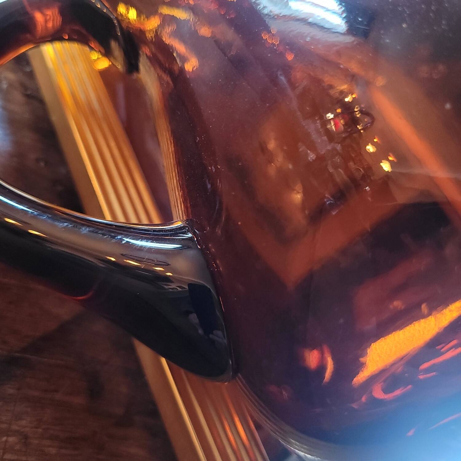 Dark amber glass pitcher – 1960s