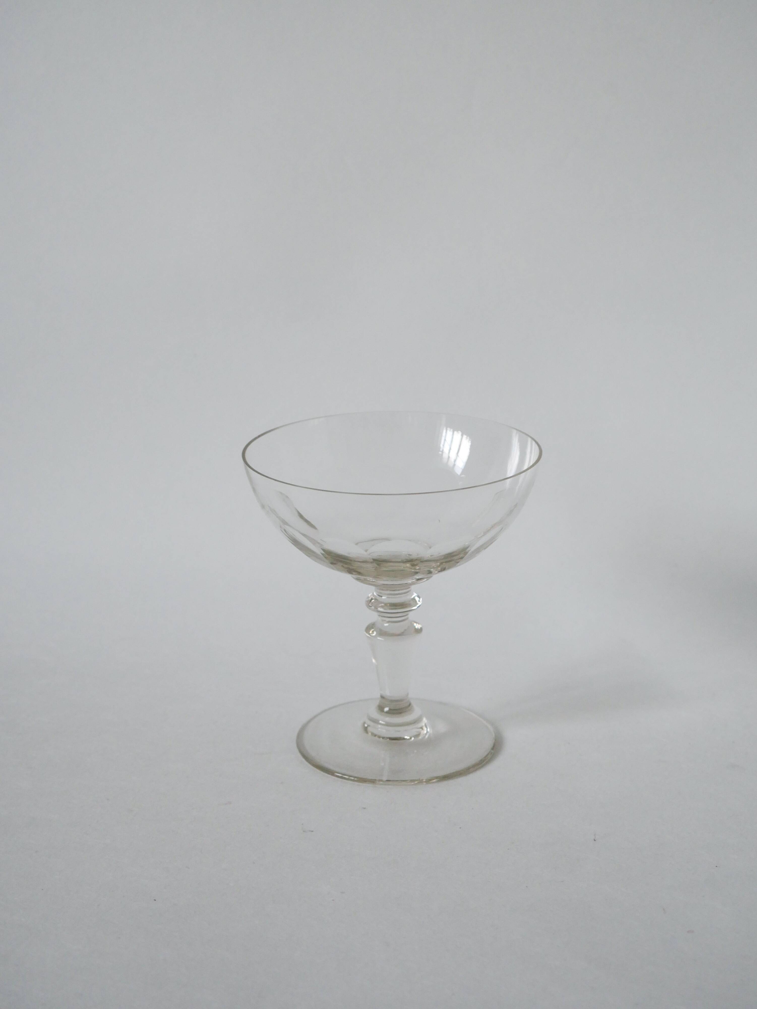 Set of 6 mismatched crystal champagne glasses 1930-1950
