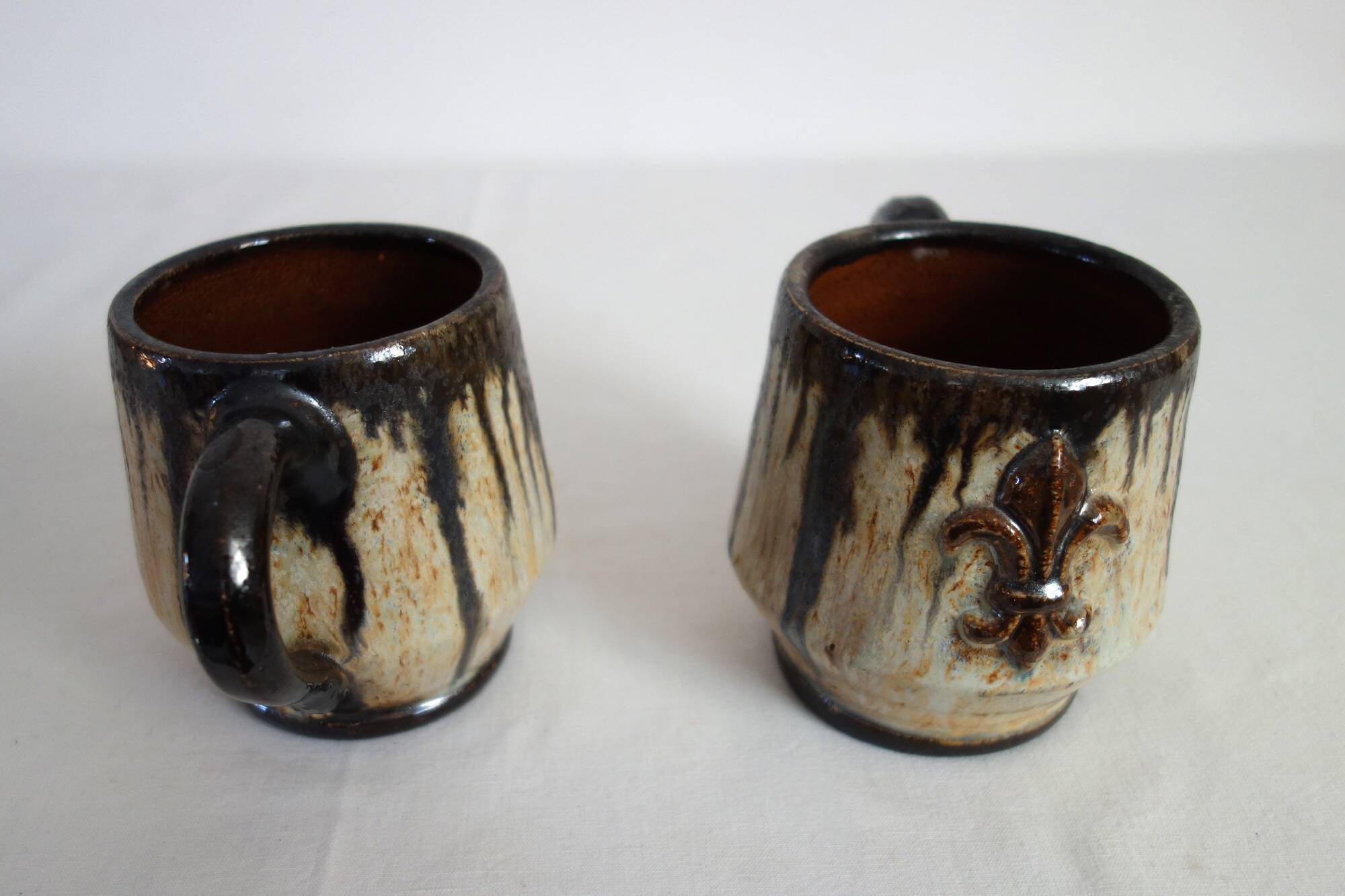 Set of 6 stoneware mugs signed Losson, Belgium, vintage