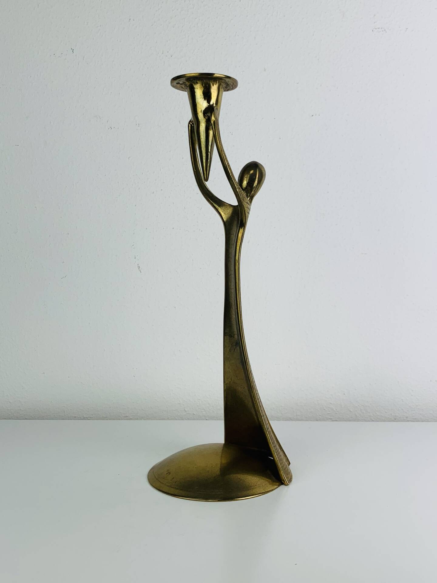 Sculptural brass candle holder, vintage
