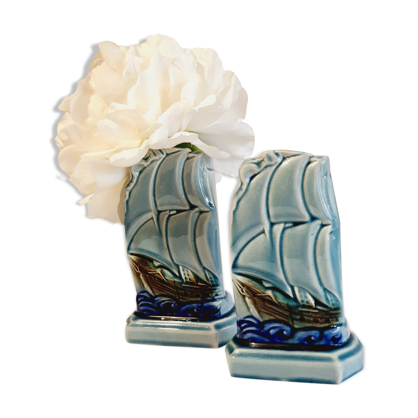 Pair of soliflores boats in dabr Sarreguemines ESDEVE