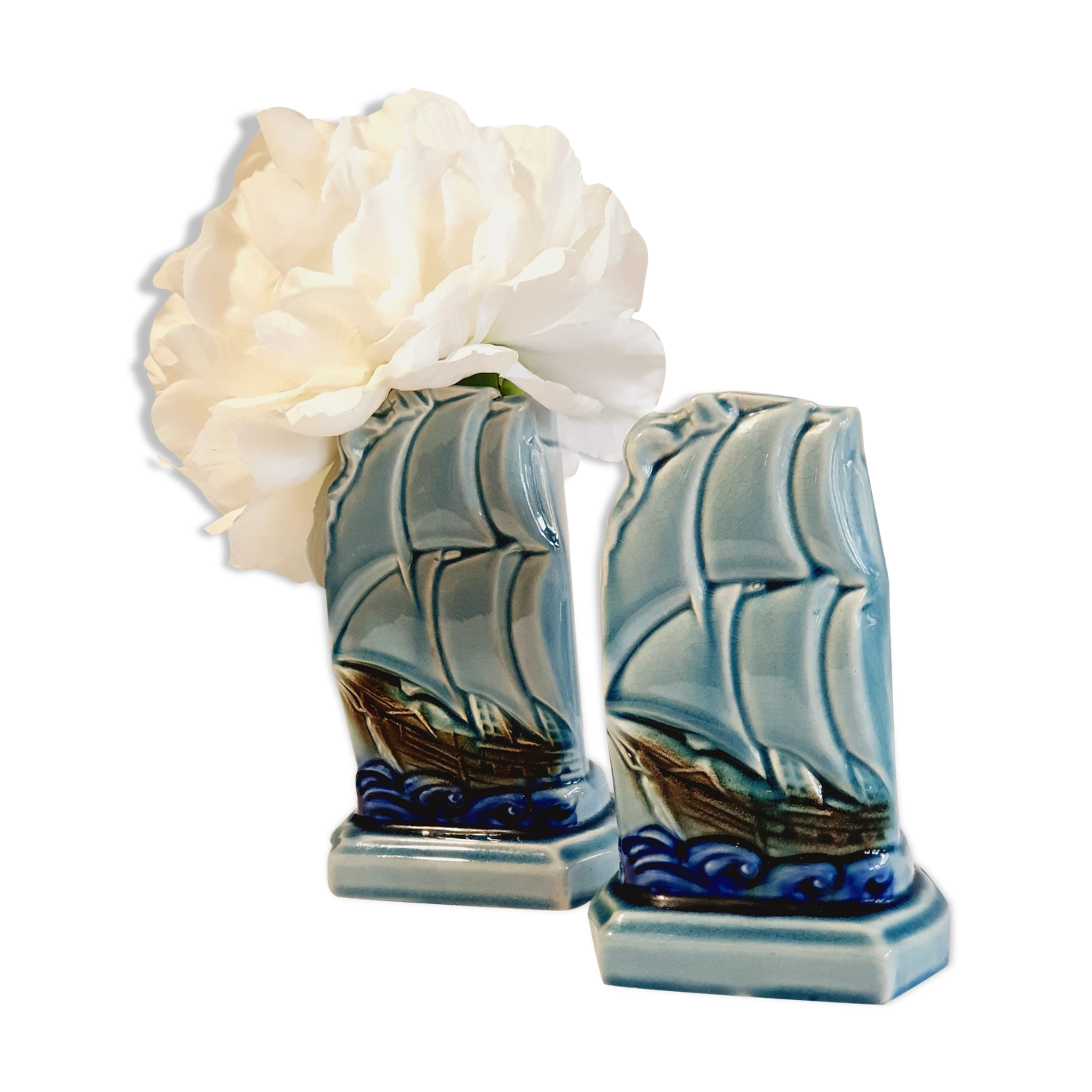 Pair of soliflores boats in dabr Sarreguemines ESDEVE