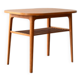1960s Scandinavian oak coffee table with slatted shelf