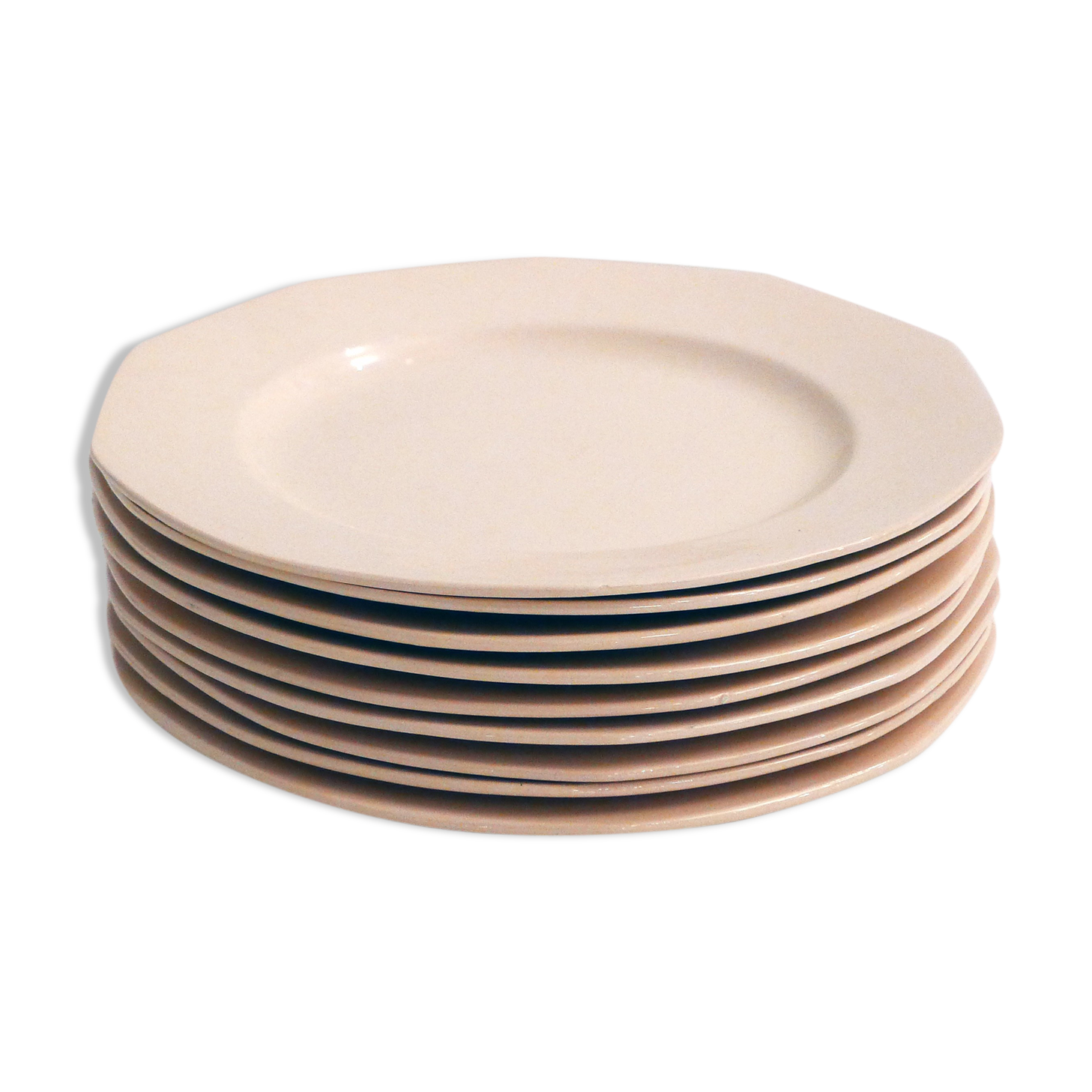 Set of 9 pink plates by Boch la Louvière