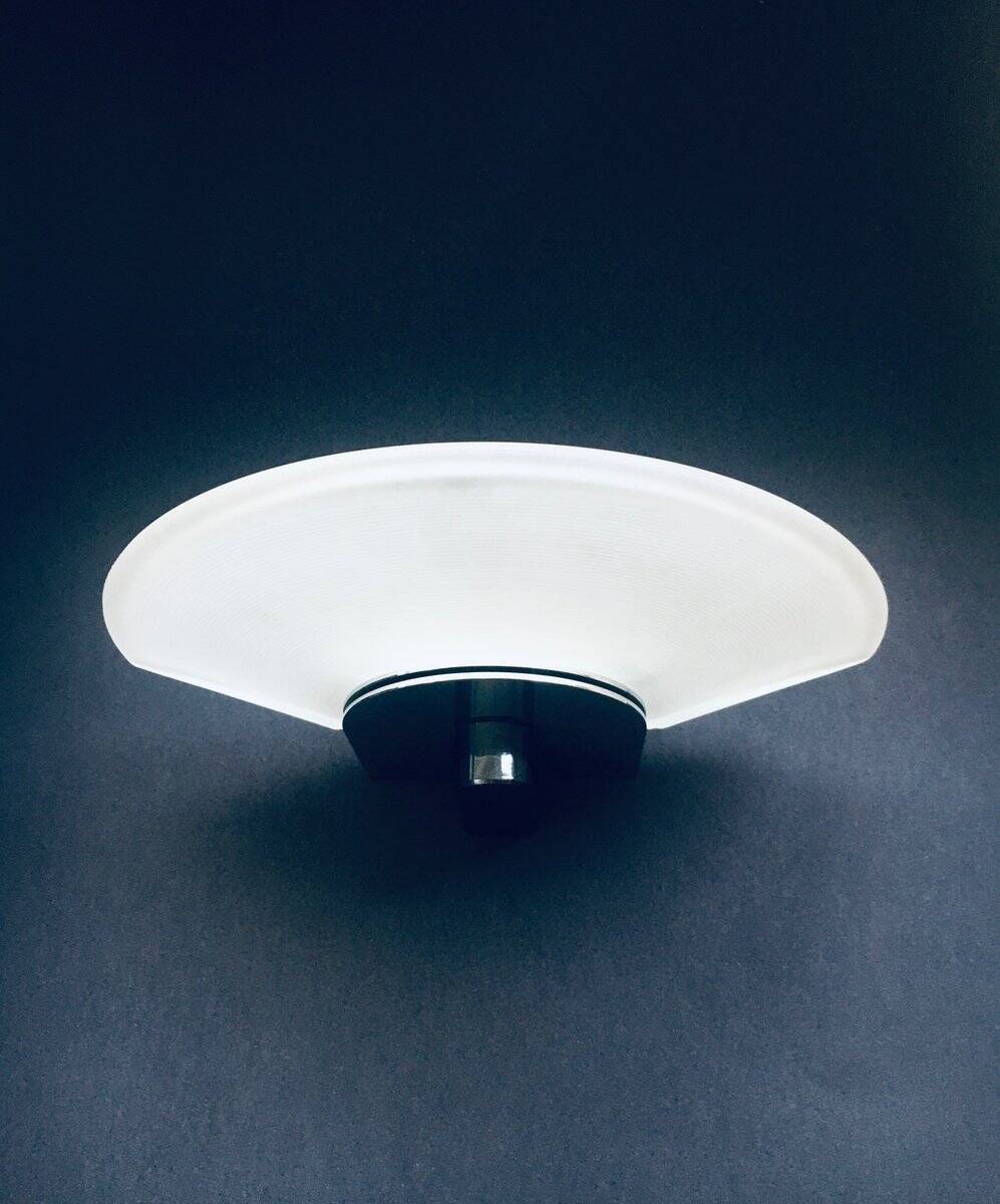 Postmodern Frosted Glass Sconce Wall Lamp from Metalarte, Spain, 1980s