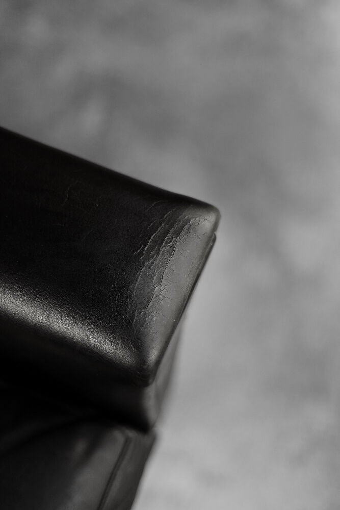 Mid-century danish modern minimalist black leather swivel armchair by georg thams, 1960s