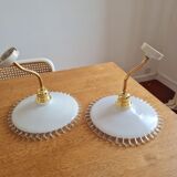 Pair of opaline wall lamps