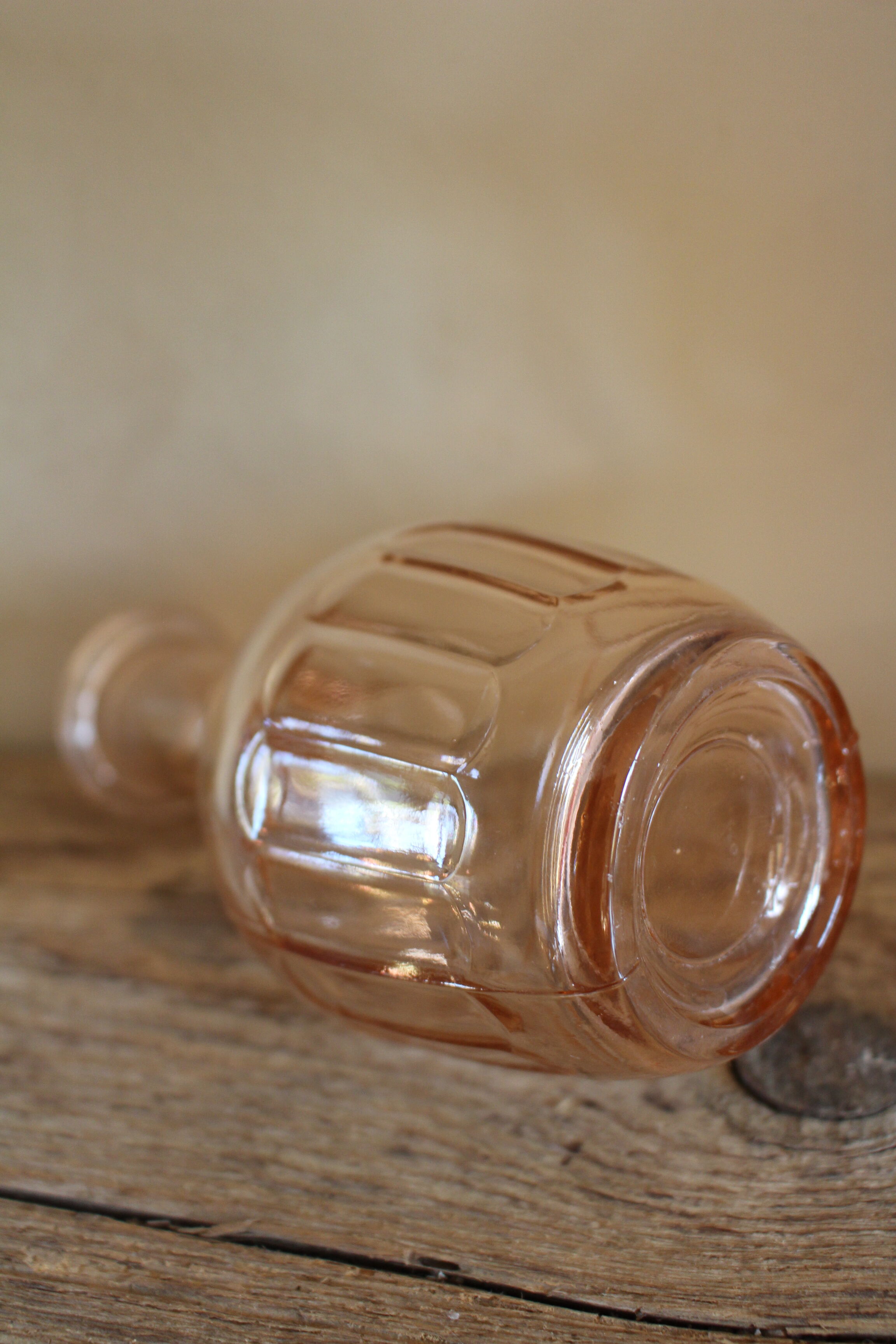 Vase soliflore old glass rosaline neck round belly