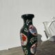 Asian vase in black ceramic with floral decoration